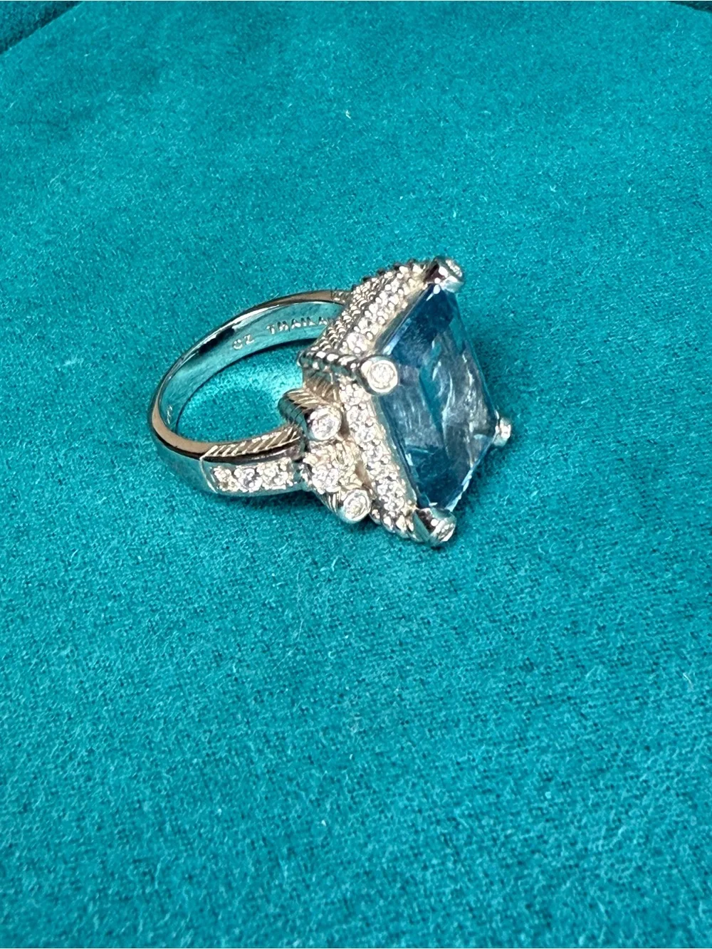 Judith Ripka Sterling Silver Blue Topaz & CZ Ring - Picture 5 of 13